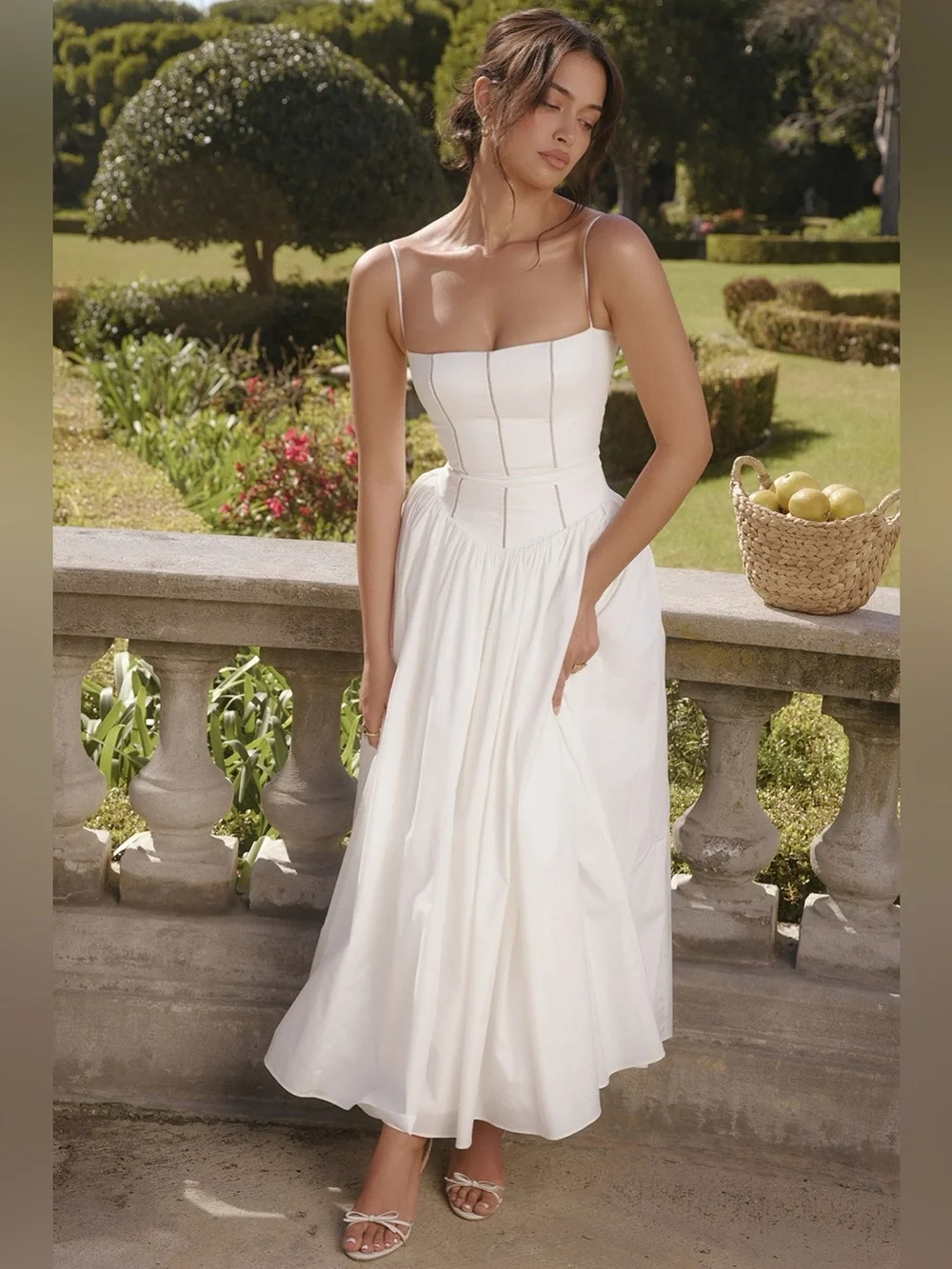 House of CB YSABELLA White Cotton Maxi Sundress, Size Medium, $299 - Picture 9 of 15